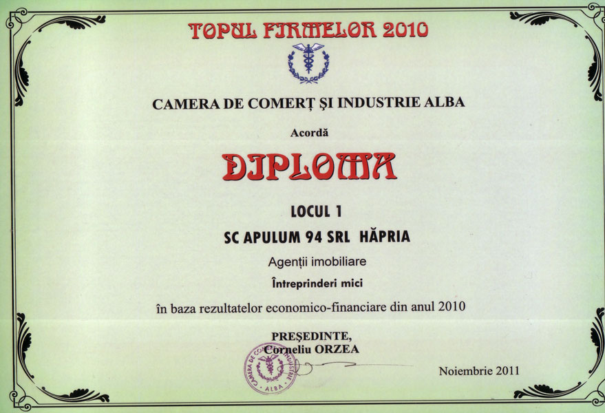 Anul 2010 – Diploma – Alba